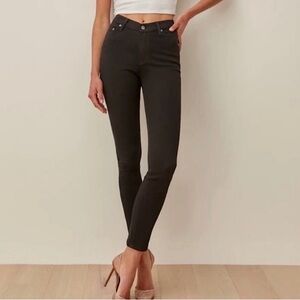 Reformation V Front High & Skinny Stretch Jeans Black‎ 27
